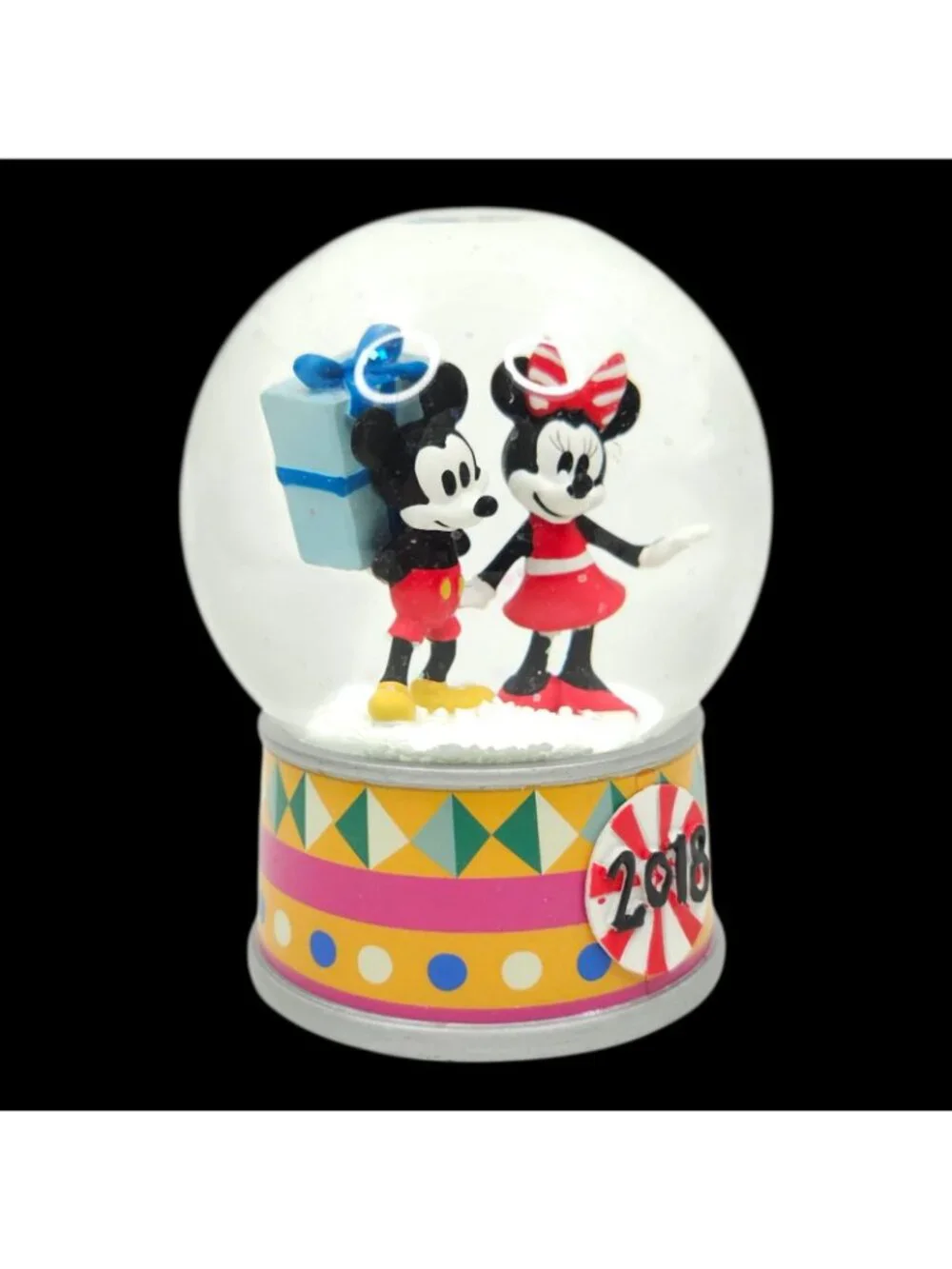Disney Mickey and Minnie Mouse 2018 Holiday Snow Globe Collectible Original Box